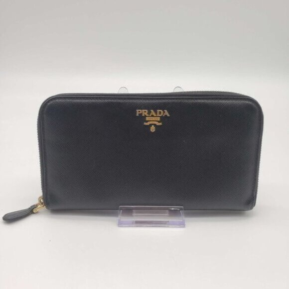 Prada Saffiano Zippy Black Wallet 175-013025 - Picture 1 of 8
